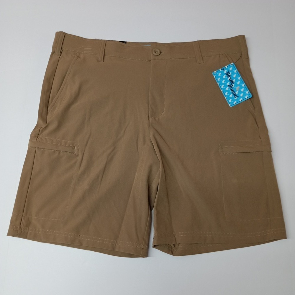 Birdie Bound Cargo Shorts Men's 36x9 Light Khaki Stretch Easy Care Flex Waist